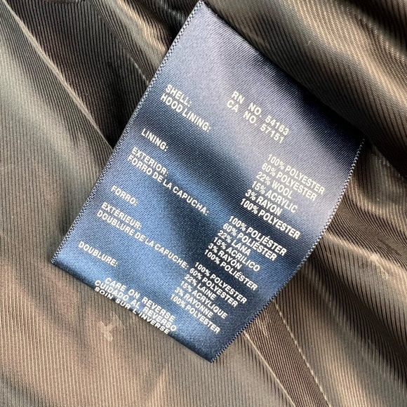 Tommy Hilfiger Hooded Toggle Walker Coat Wool Blend Black SMALL Classic Academia - Picture 13 of 14